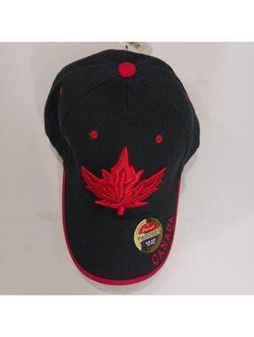 Parquet CANADA Maple Leaf Men's Back Strap Black Cotton Blend Baseball Cap Hat